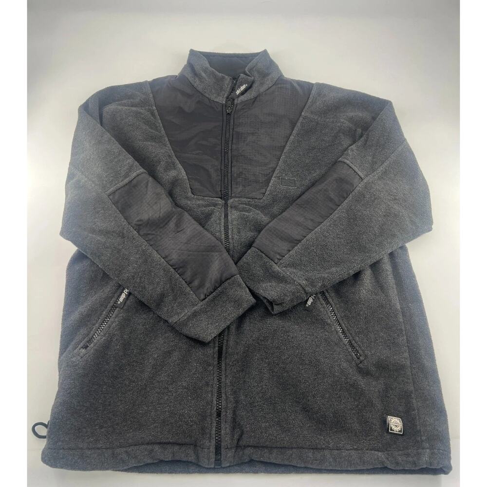Ski Doo Fleece Jacket Mens Small Gray Black Full Zip Warm Sno Gear Warm Winter